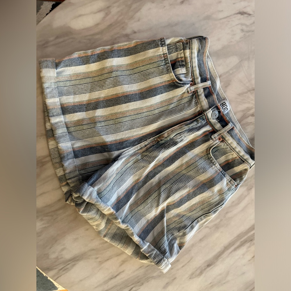 BDG Striped High-Waist Denim Shorts in Multi-Color